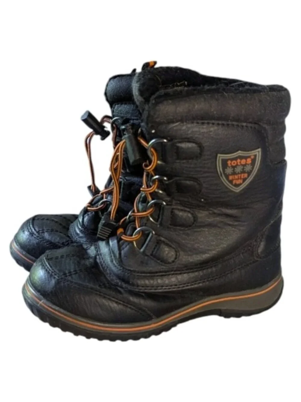 Totes Black and Orange Snow Boots 12 Kids Youth